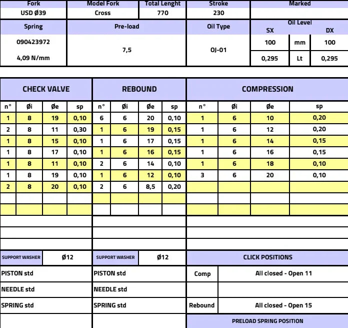 TECH 230 mm fork - for Eride pro, Surron, Talaria and more...