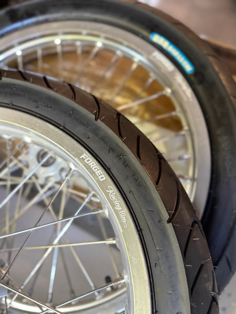 Talaria XXX / MX4, MX3, Sting - Supermoto Wheelset (Thick/Wide) - Chrome Silver / Gloss Black