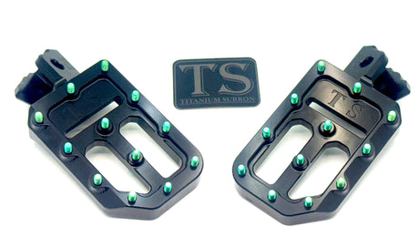 TS Custom Foot Pegs Featuring Titanium Grips for E-moto