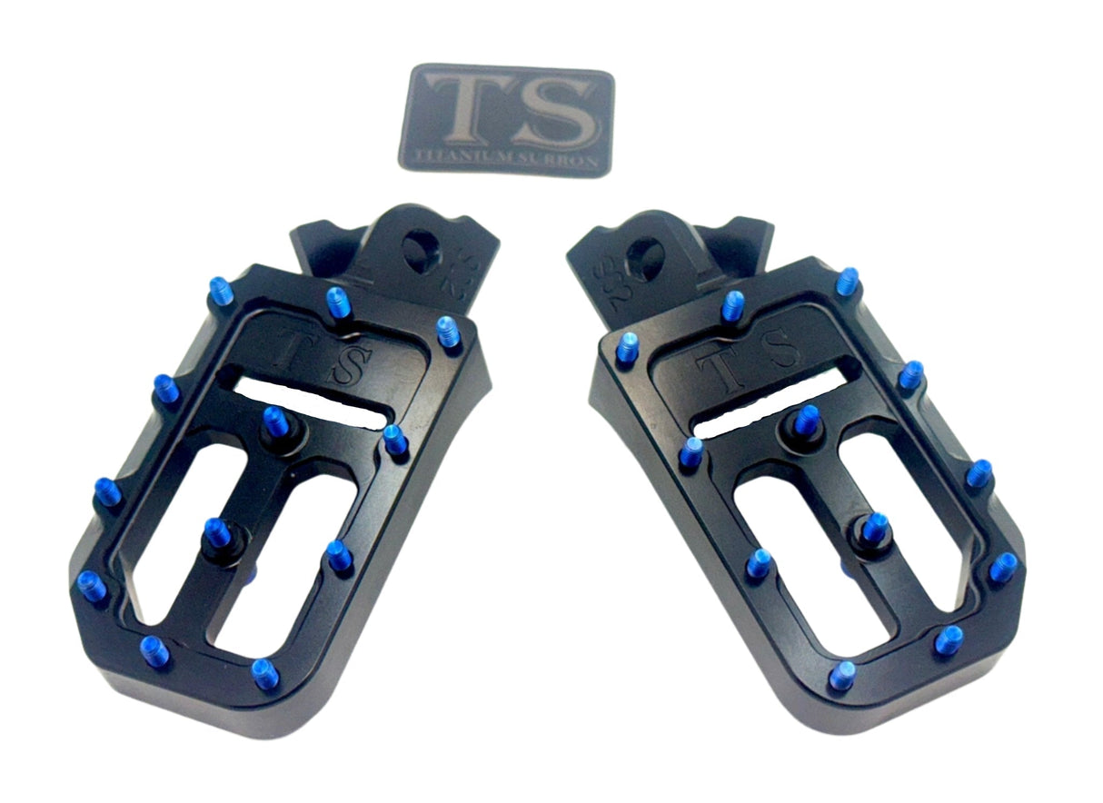 TS Custom Foot Pegs Featuring Titanium Grips for E-moto