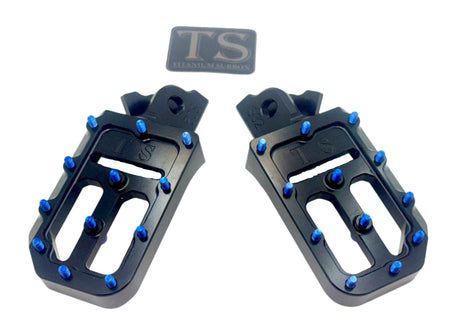 TS Custom Foot Pegs Featuring Titanium Grips for E-moto