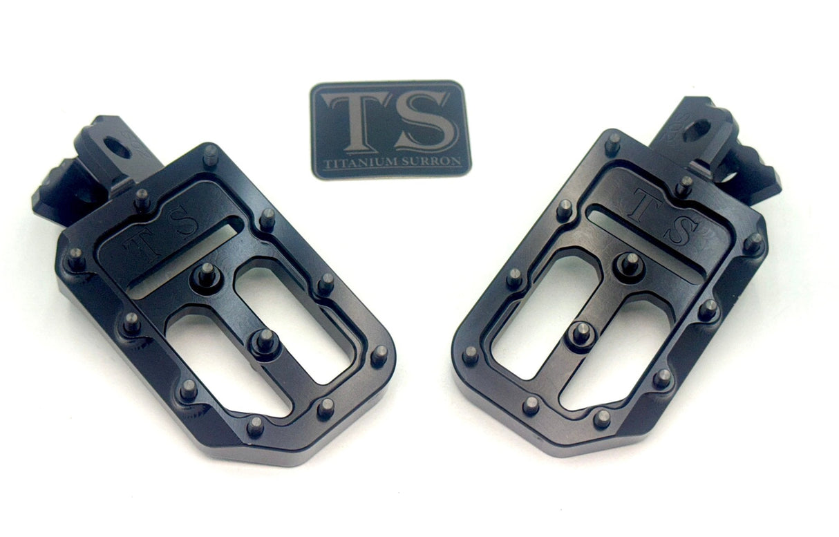 TS Custom Foot Pegs Featuring Titanium Grips for E-moto