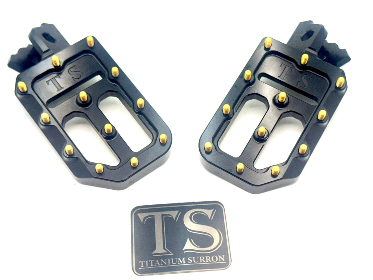 TS Custom Foot Pegs Featuring Titanium Grips for E-moto
